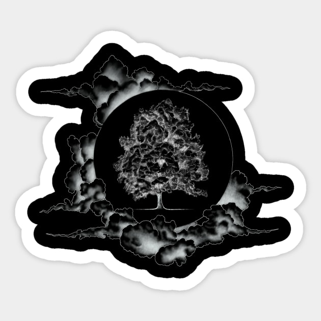 Tree of Life Floating in a Sea of Clouds Sticker by Tred85